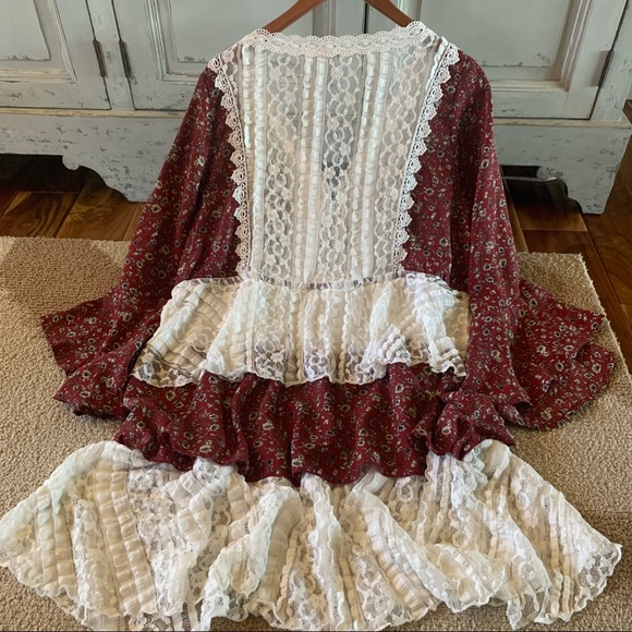 FLASH SALE! New Boho Vintage Lace Floral Long Sleeve Dress - Picture 6 of 9